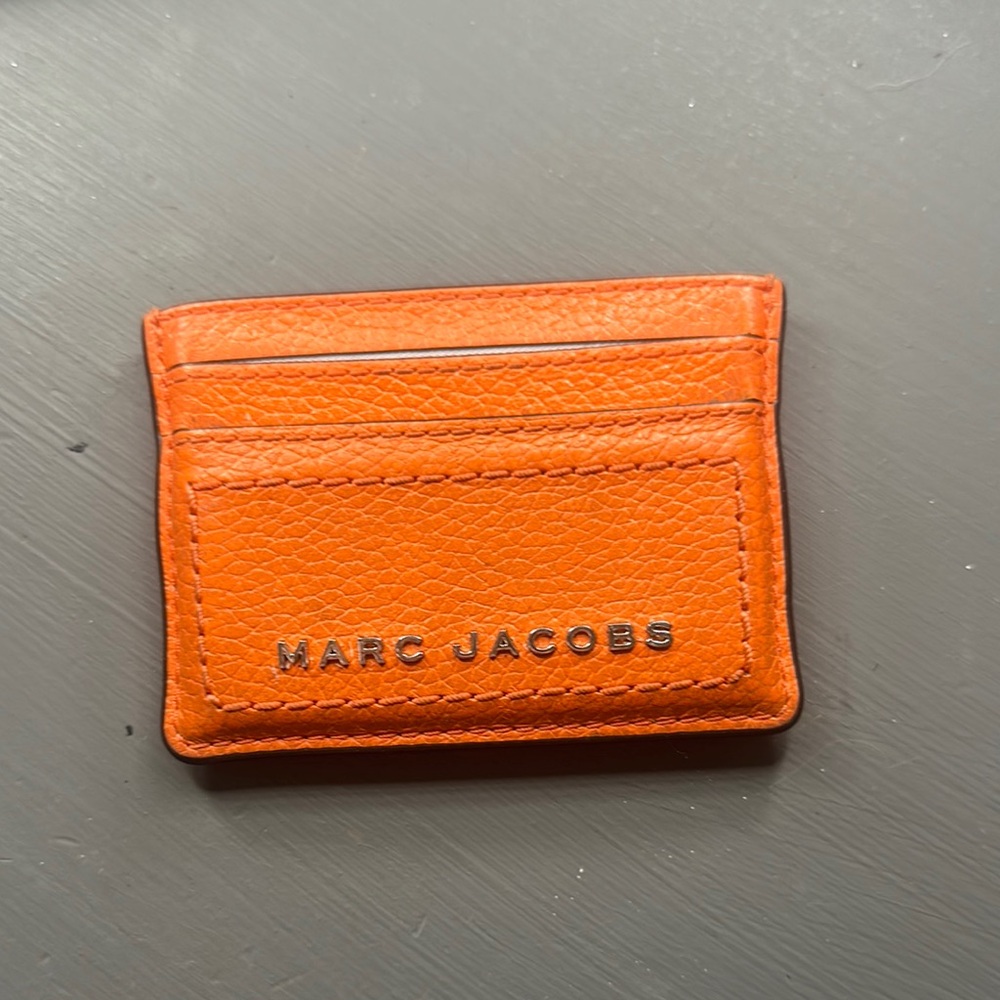 Marc Jacobs Orange Key Card Holder Vibrant Leather Accessory